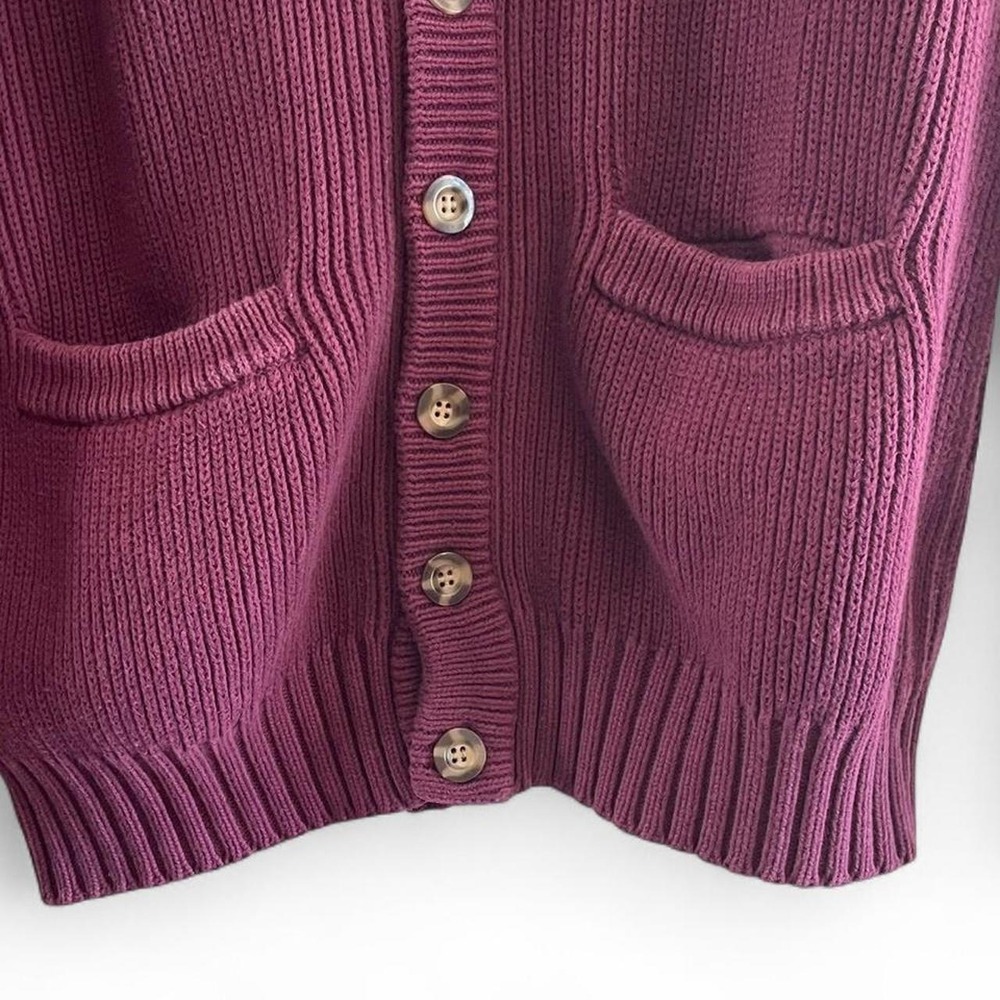 Vintage Eddie Bauer Burgandy Button Down Cardigan - Picture 2 of 4